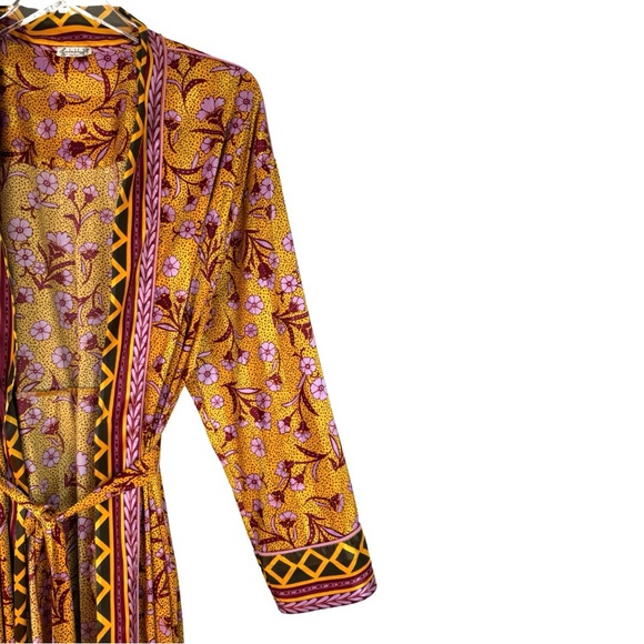 Intimately Free People Pajama Party Holiday Robe in PeachGold Combo Size Medium - Picture 7 of 9